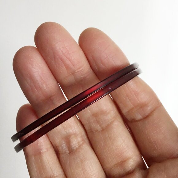 Burgundy Red Art Glass Child's Bangles Set of 2 - Picture 5 of 5